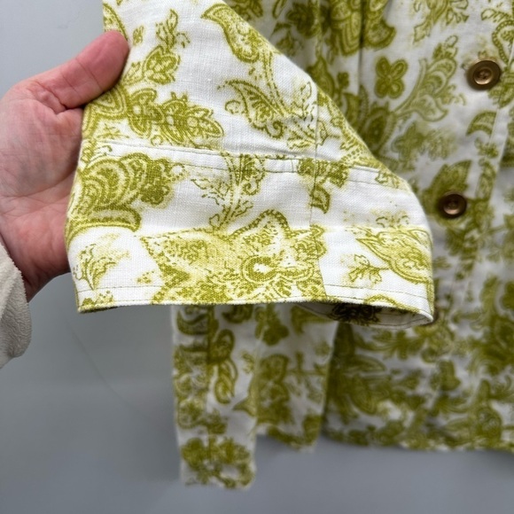 CHARTER CLUB LINEN green floral costal grandma woman lagonlook boho jacket 3X - Picture 6 of 11